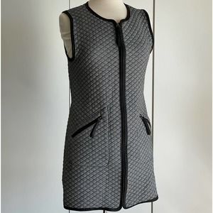 Houndstooth Zip Up Quilted Vest